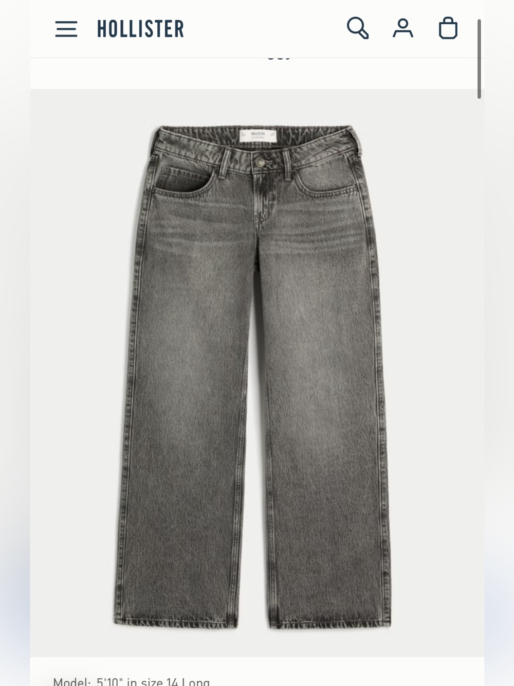 Hollister Low-Rise Baggy Jean in Washed Grey